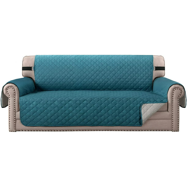 H.VERSAILTEX Sofa Protector for Dogs/Cats/Pets Sofa Slipcover Quilted Furniture Protector with Non Slip Elastic Strap Water Resistant Sofa Covers Couch Covers Seat Width 66 Smoke Blue/Beige 